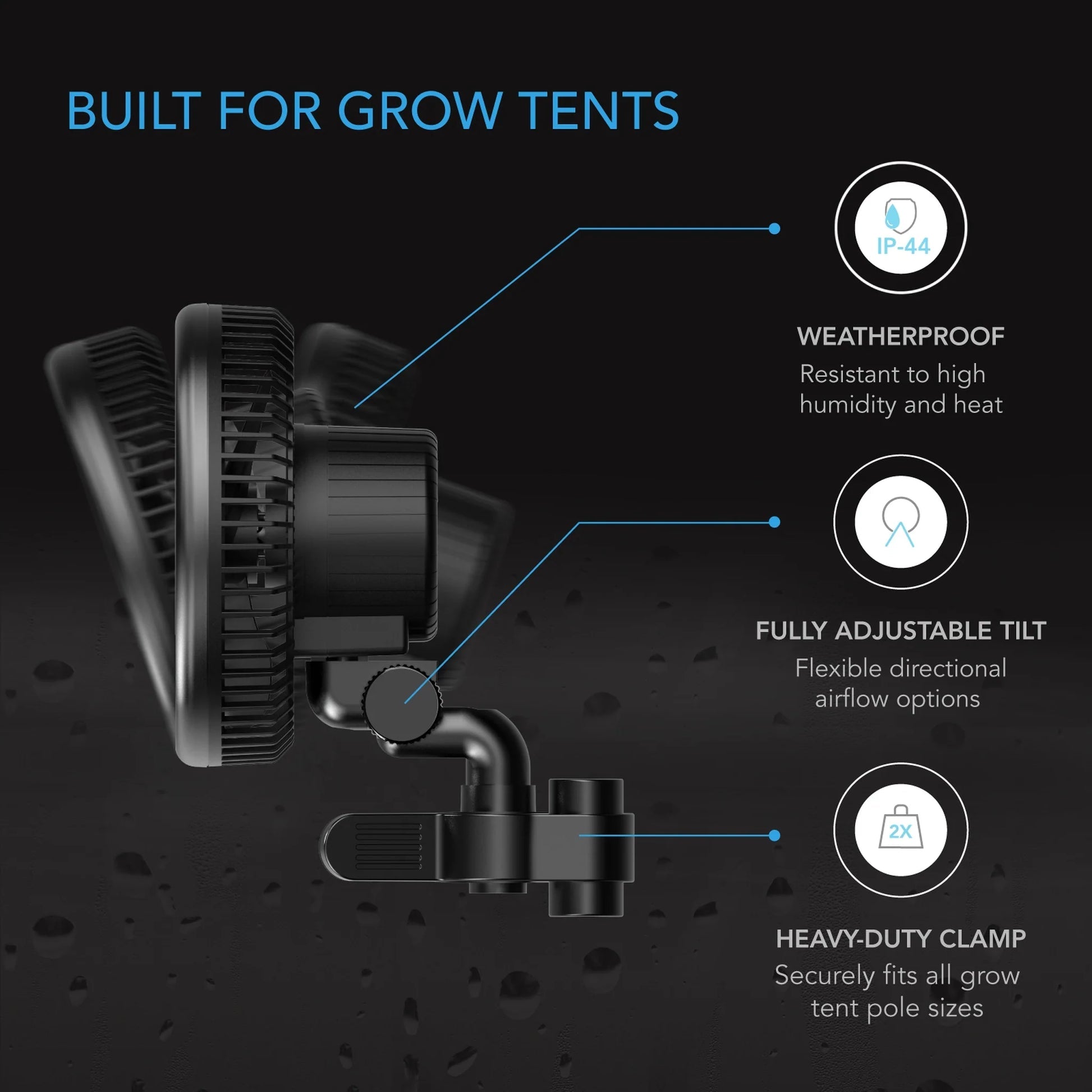 AC Infinity Cloudray S6, Gen 2 Grow Tent Clip Fan 6” With Auto Oscillation