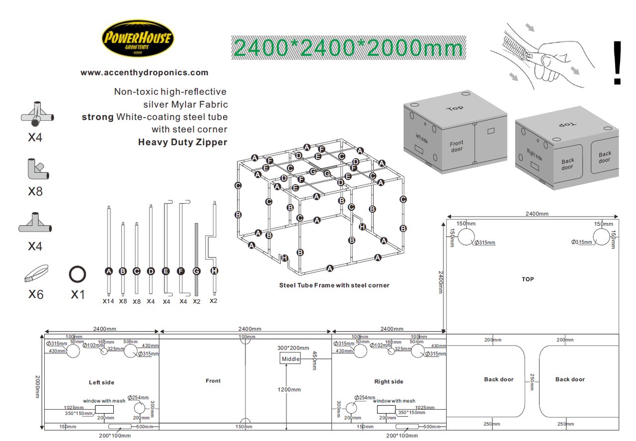 PowerHouse Mylar Grow Tent - Green Genius